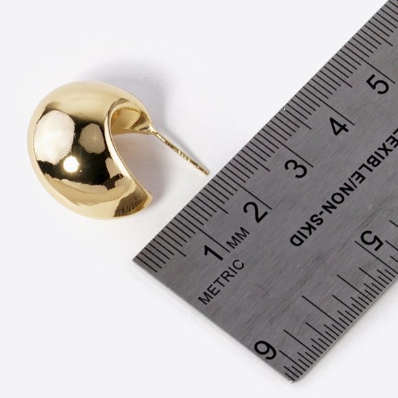 Chunky Gold Earrings Gold Dipped, Sterling Silver Post. - Picture 3 of 4